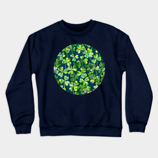 Emerald Green Watercolor Clover Crewneck Sweatshirt by micklyn